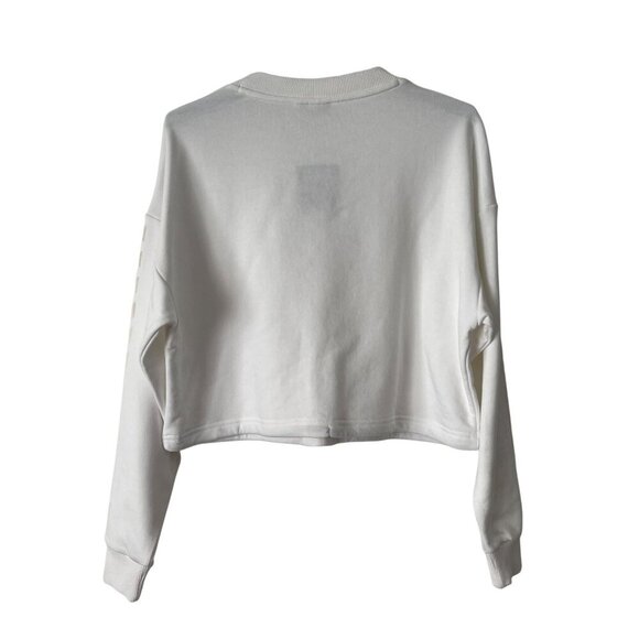 Puma Size S White Evide Crew Sweatshirt Drawstring Hem Relaxed Fit - Picture 3 of 8